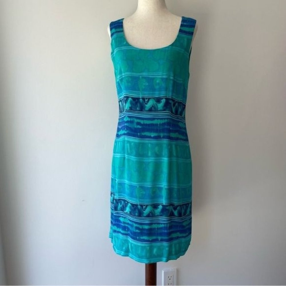 Jessica Howard Blue and Green Sleeveless Summer Dress SZ 6